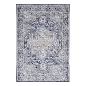 Nourison New Concept Washables 6' x 9' Ivory Navy Vintage Indoor Rug