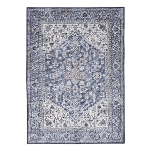 Nourison New Concept Washables 7'10&quot x 9'10&quot Navy Ivory Vintage Indoor Rug