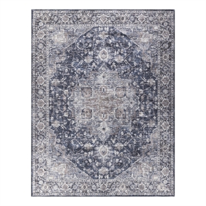 Nourison New Concept Washables 9'2&quot x 12' Ivory Navy Vintage Indoor Rug