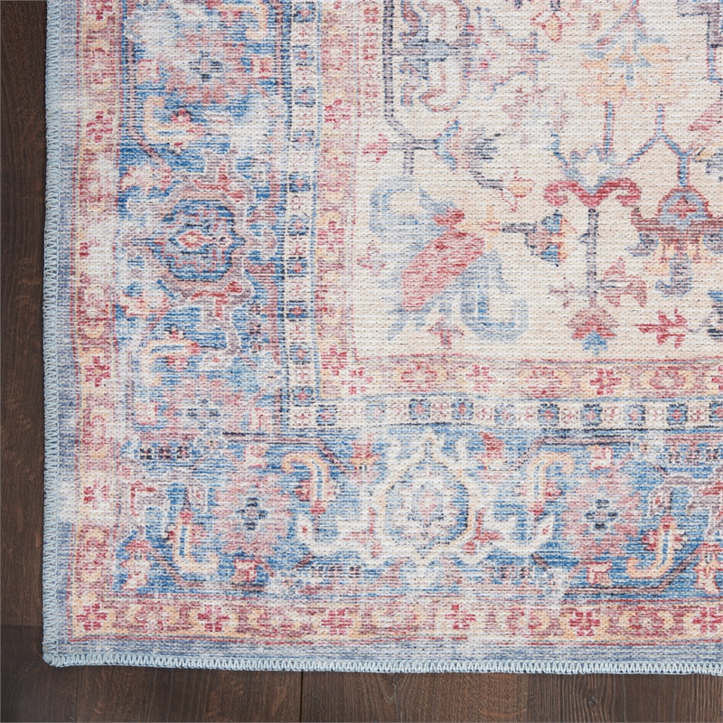 Nourison New Concept Washables 3' x 5' Blue Multicolor Vintage Indoor Rug