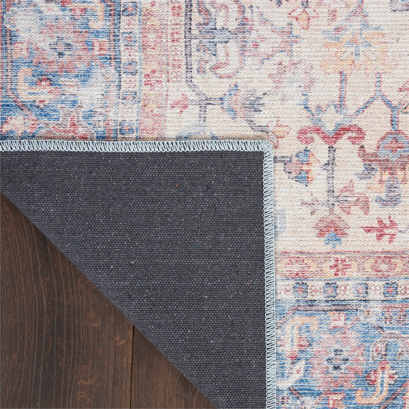 Nourison New Concept Washables 3' x 5' Blue Multicolor Vintage Indoor Rug