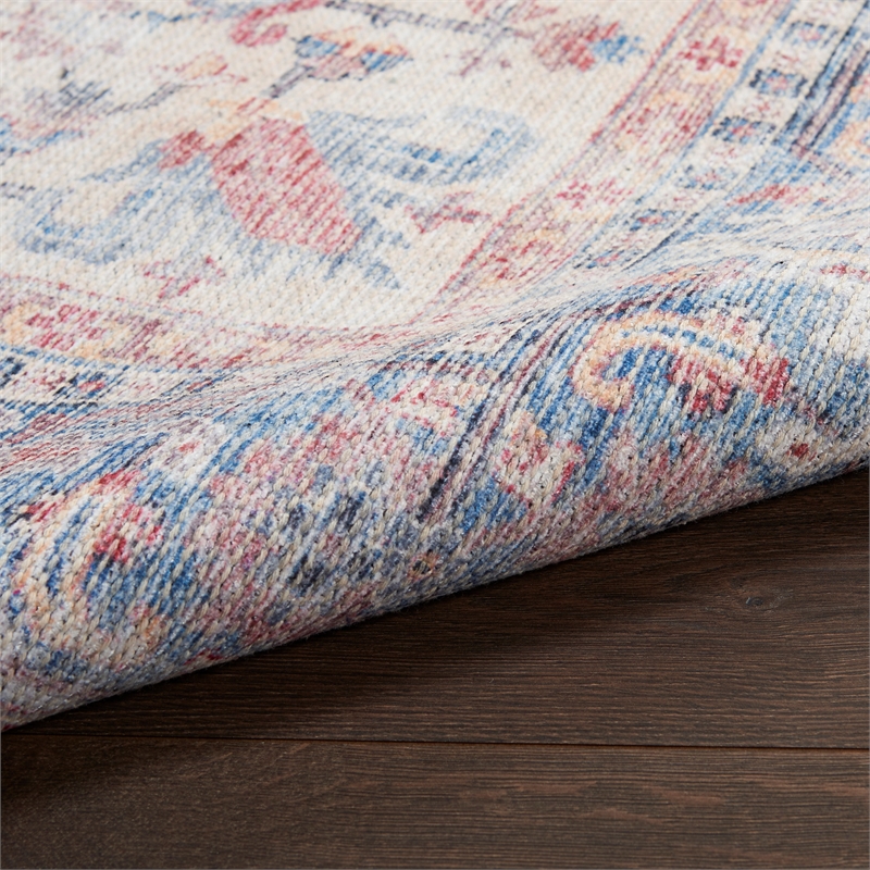 Nourison New Concept Washables 3' x 5' Blue Multicolor Vintage Indoor Rug