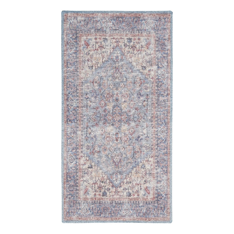 Nourison New Concept Washables 3' x 5' Blue Multicolor Vintage Indoor Rug