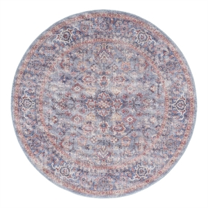 Nourison New Concept Washables 5'3&quot x Round Blue Multicolor Vintage Indoor Rug