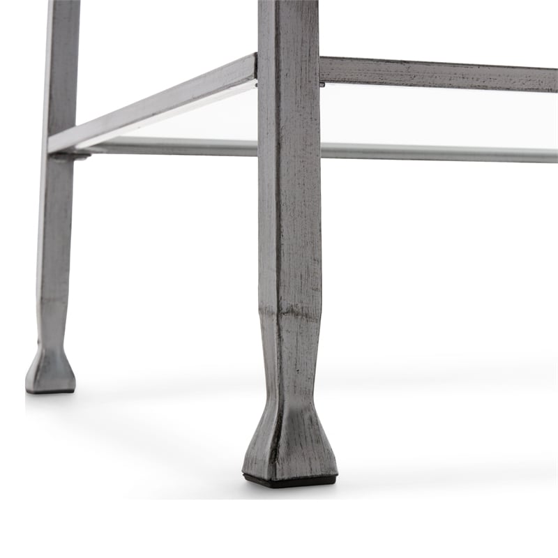 ClickDecor Maddox Glass and Metal Coffee Table Silver