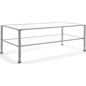 ClickDecor Maddox Glass and Metal Coffee Table Silver