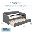 ClickDecor Bella Upholstered Daybed and Trundle Dark Gray