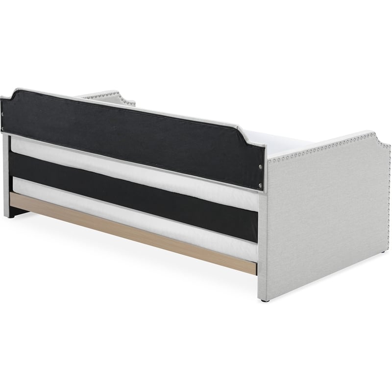 ClickDecor Bella Upholstered Daybed and Trundle Beige