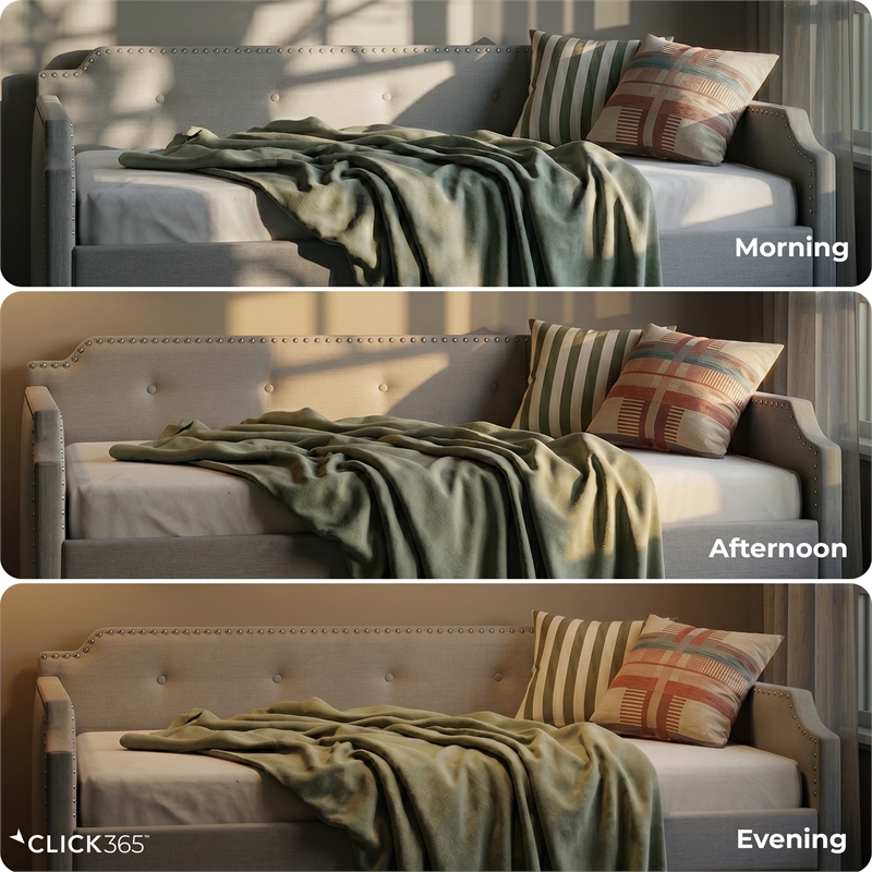 ClickDecor Bella Upholstered Daybed and Trundle Beige
