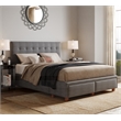 ClickDecor Edmond Storage Bed wAdjustable Height Headboard Queen Size Dark Gray