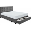 ClickDecor Edmond Storage Bed wAdjustable Height Headboard Queen Size Dark Gray