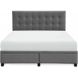 ClickDecor Edmond Storage Bed wAdjustable Height Headboard Queen Size Dark Gray