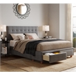 ClickDecor Edmond Storage Bed wAdjustable Height Headboard Queen Size Dark Gray