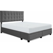 ClickDecor Edmond Storage Bed wAdjustable Height Headboard Queen Size Dark Gray