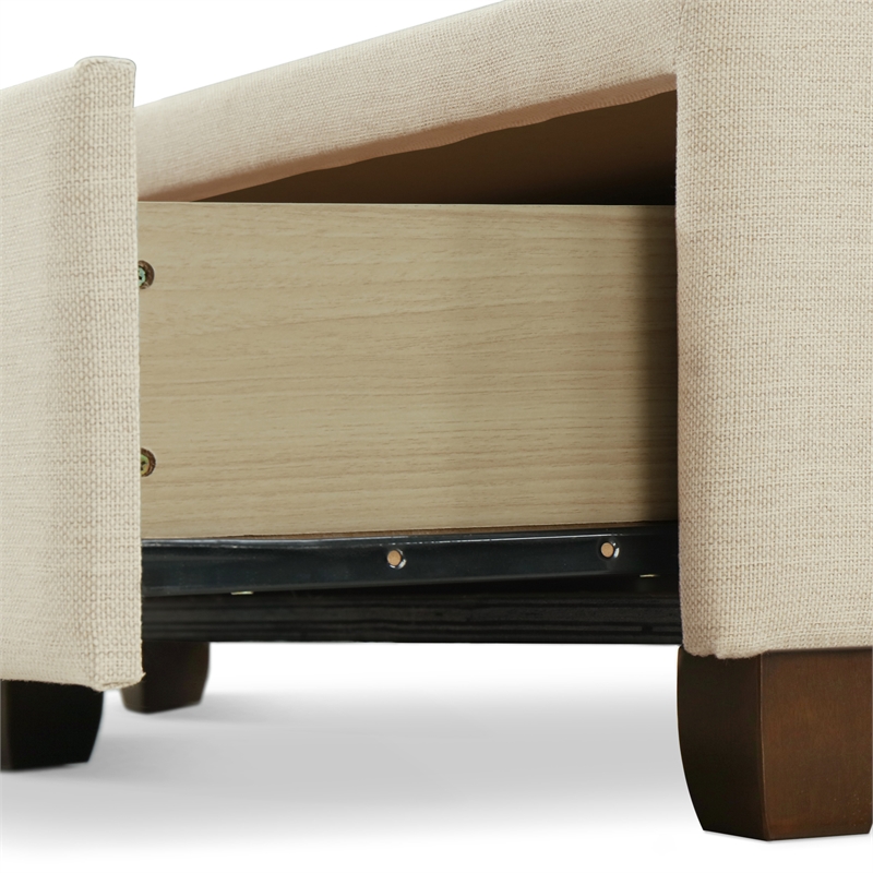 ClickDecor Edmond Storage Bed wAdjustable Height Headboard Queen Size Beige