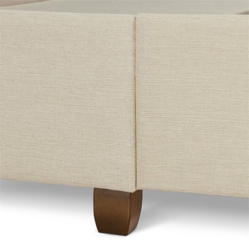 ClickDecor Edmond Storage Bed wAdjustable Height Headboard Queen Size Beige