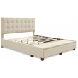 ClickDecor Edmond Storage Bed wAdjustable Height Headboard Queen Size Beige