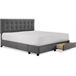 ClickDecor Edmond Storage Bed wAdjustable Height Headboard King Size Dark Gray