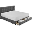 ClickDecor Edmond Storage Bed wAdjustable Height Headboard King Size Dark Gray