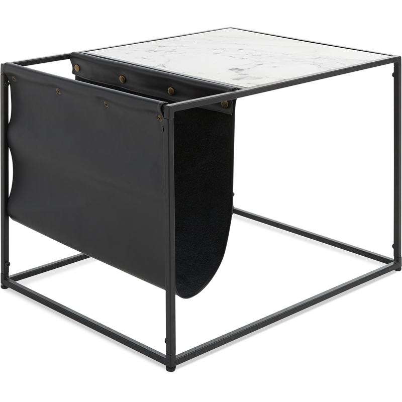 ClickDecor Wilson Magazine Storage End Table Marble Print