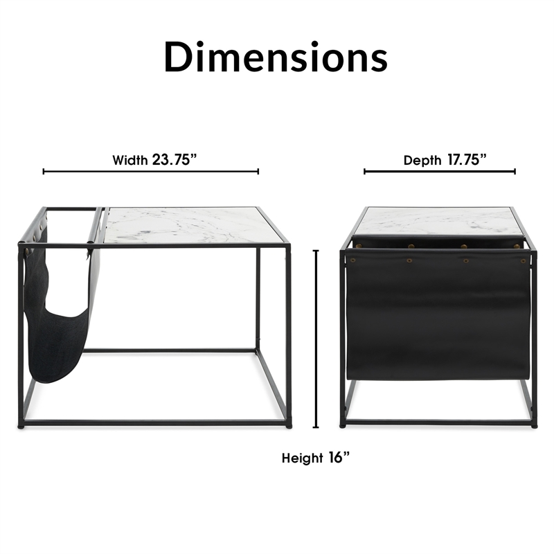 ClickDecor Wilson Magazine Storage End Table Marble Print