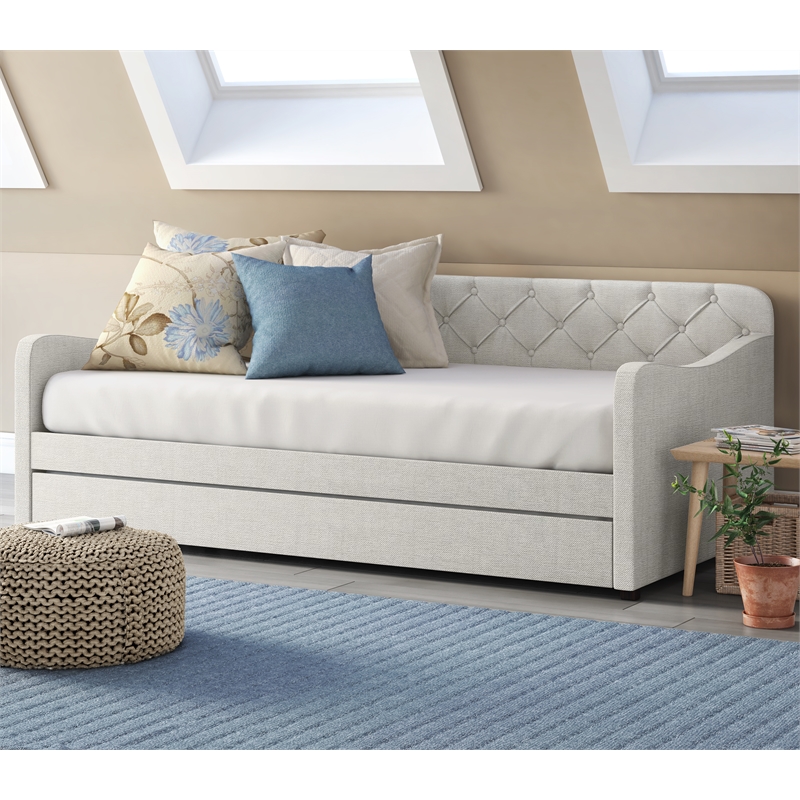 ClickDecor Carmina Tufted Daybed and Trundle Beige