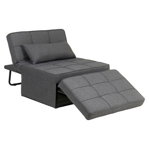 Alexent 4-in-1 Multi-Function Folding Adjustable Fabric Sofa Chair Bed in Gray