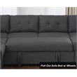Alexent Sleeper Sectional Sofa Pull Out Bed w/ Storage Fabric Sofa Bed Dark Gray