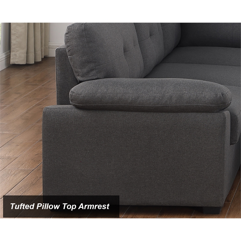 Alexent Sleeper Sectional Sofa Pull Out Bed w/ Storage Fabric Sofa Bed Dark Gray