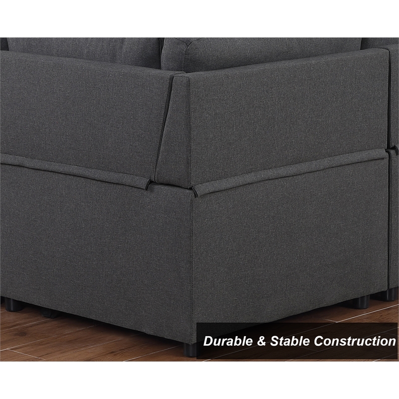 Alexent Sleeper Sectional Sofa Pull Out Bed w/ Storage Fabric Sofa Bed Dark Gray