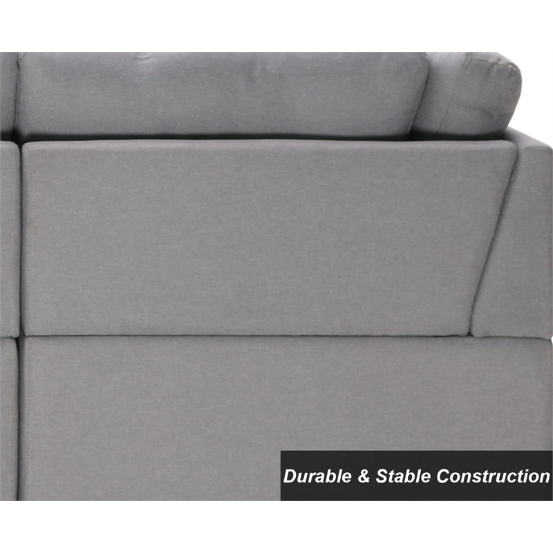 Alexent 5-Seat Modern Fabric Sleeper Sectional Sofa with Storage Gray