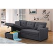 Alexent 3-Seat Modern Fabric Sleeper Sectional Sofa with Storage in Dark Gray
