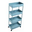 Alexent 4-Tier Plastic Storage Organizer Rolling Cart with Slim Shelves in Blue