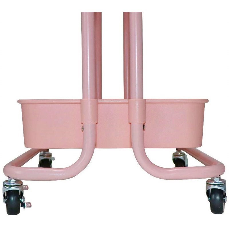 Alexent 4-Tier Plastic Storage Organizer Rolling Cart with Slim Shelves in Pink