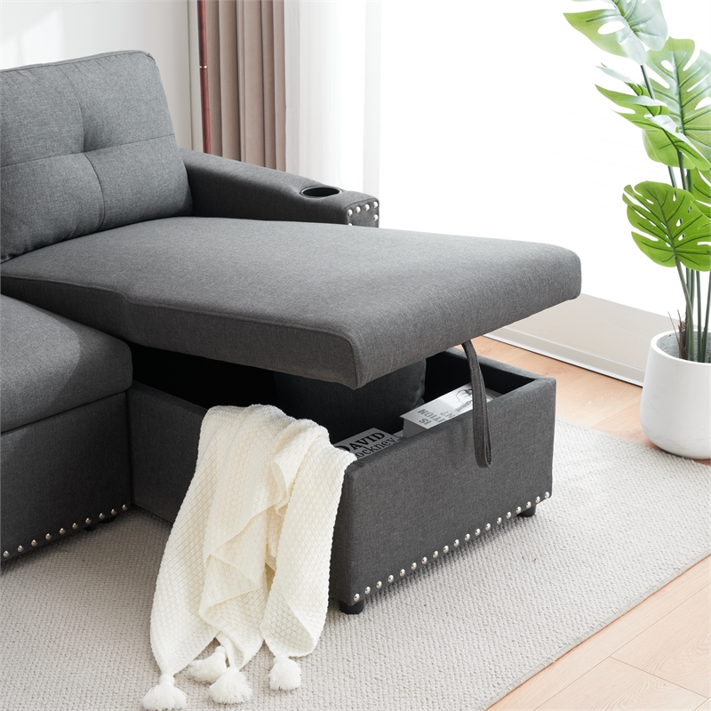 Alexent Traditional Upholstered Fabric Sleeper Sofa -LIGHT GRAY