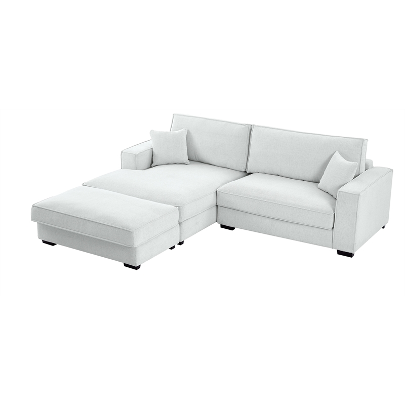 Alexent Modular Sectional Sofa w Ottoman LEFT-Facing Chaise Couch Light Gray