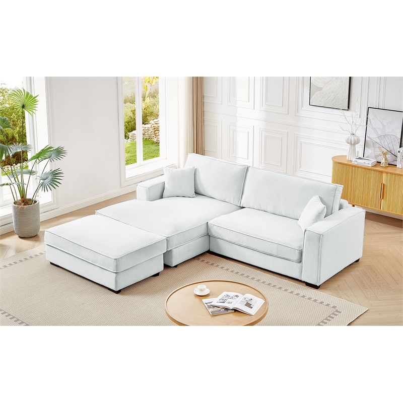 Alexent Modular Sectional Sofa w Ottoman LEFT-Facing Chaise Couch Light Gray
