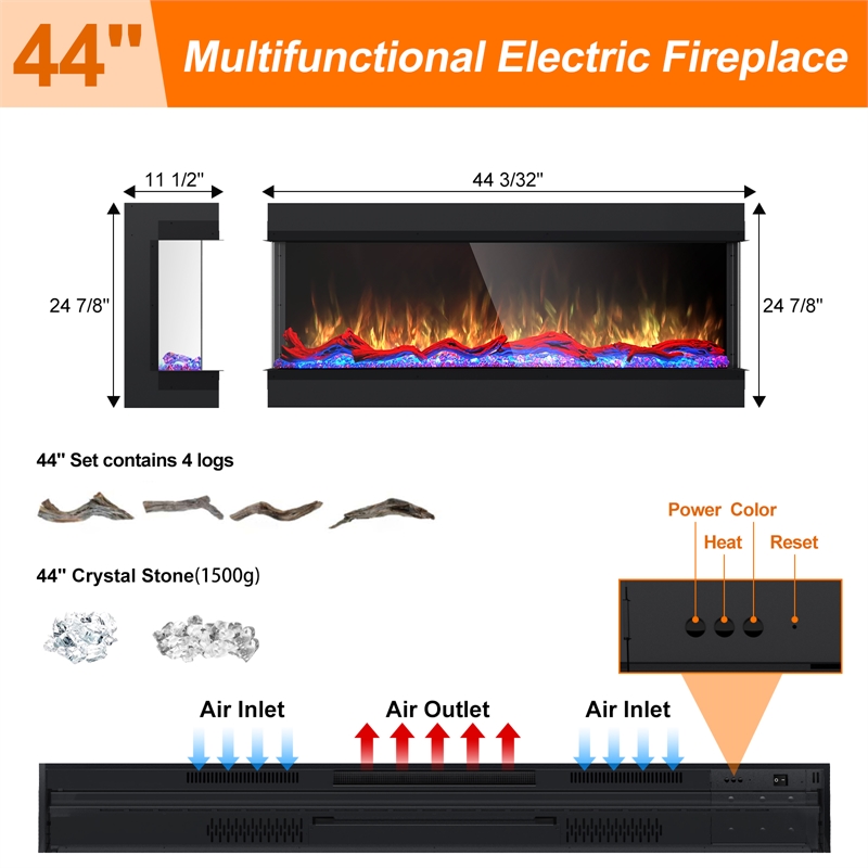 ALEXENT 3 Sided Electric Fireplace 44