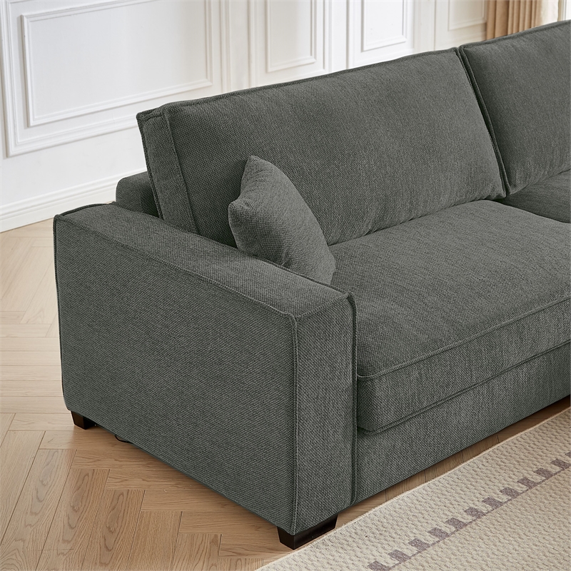 Alexent Modular Sectional Sofa w Ottoman RIGHT-Facing Chaise Couch Dark Gray