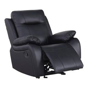 Alexent Manual Faux Leather Recliner Couch Reclining Arm Chair in Black