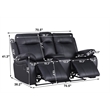 Alexent Manual Faux Leather Recliner Loveseat Sofa with Drink Holder in Black