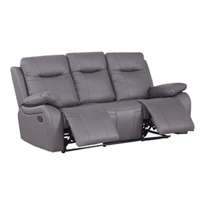 Alexent Manual Faux Leather Recliner 3-Seater Sofa Couch in Gray