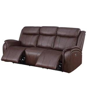 Alexent Recliner Leather Sofa Power Reclining 3 Seater Sofa Theater Couch Brown
