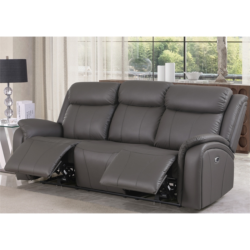 Alexent Leather Recliner Sofa Power Reclining 3 Seater Theater Couch Sofa Gray