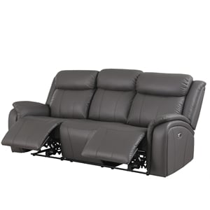 Alexent Leather Recliner Sofa Power Reclining 3 Seater Theater Couch Sofa Gray