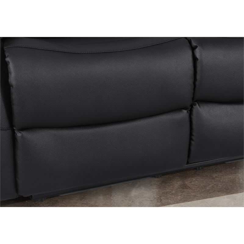 Alexent Power Recliner Sofa Black Leather 3 Seater Theater Couch w Cupholder