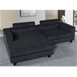 Alexent Fabric Sectional Sofa Deep Seat Left Facing Sleeper Chaise Dark Gray