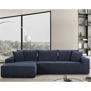 Deep Sofa Couch Blue Chenille Fabric Sofa Bed 108&quot Modern Sectional Sleeper