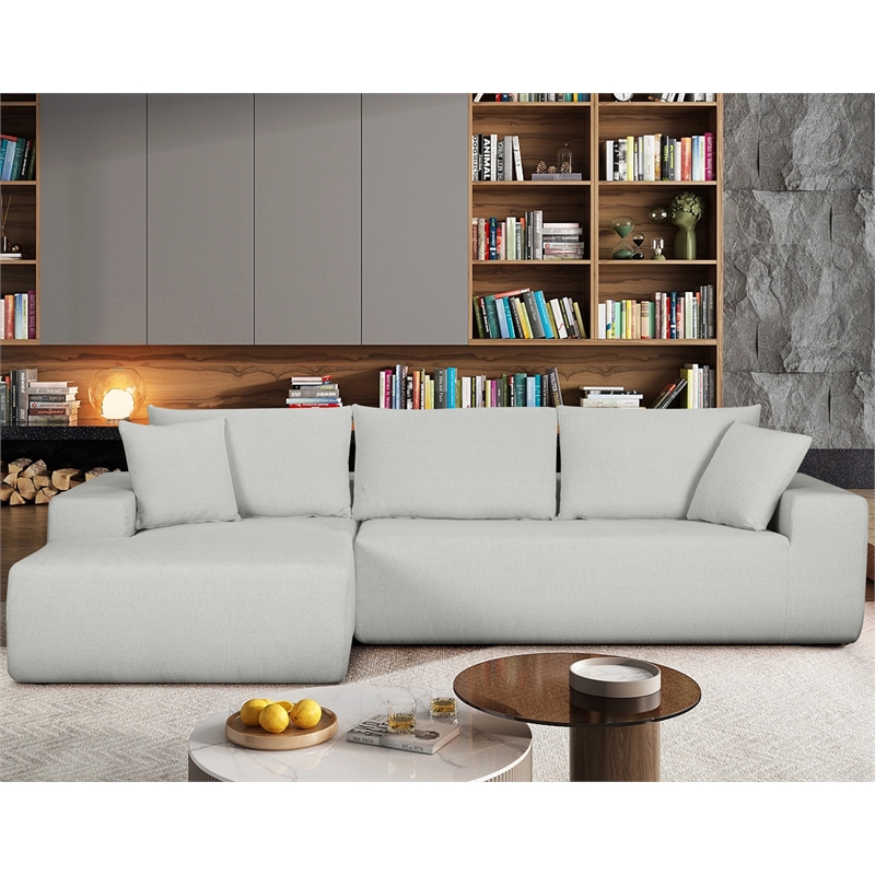 Deep Couch White Chenille Fabric Sofa 108