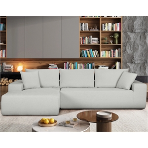 Deep Couch White Chenille Fabric Sofa 108&quot Modern Sectional Sleeper Sofa
